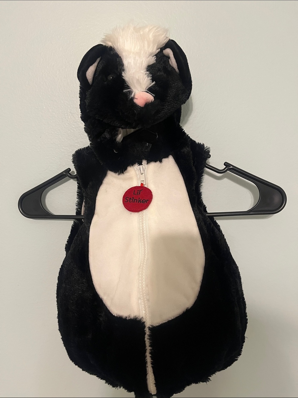 Halloween Kids Black and White Skunk Plush Costume with Hood